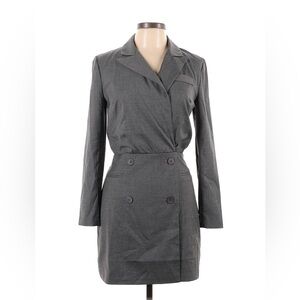 Express Gray Double Breasted Blazer Dress Size 6 Long Sleeve Career Workwear